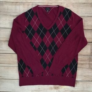 Tommy Hilfiger V-neck Purple Plus Size Argyle Top